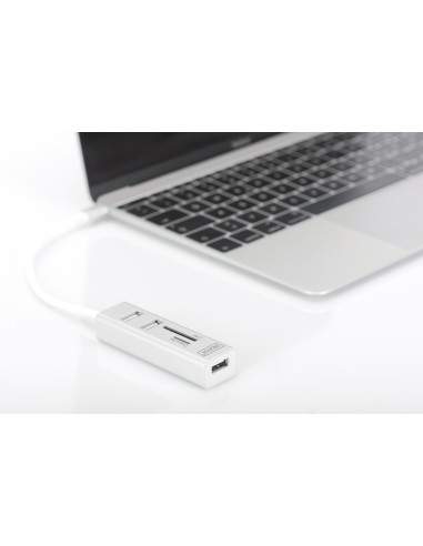Hub Otg 3 Porte Tipo "C" Usb 2.0 Con Lettore Di Schede Digitus Hub Otg 3 Porte Tipo "C" Usb 2.0 Con Lettore Di Schede Digitus
