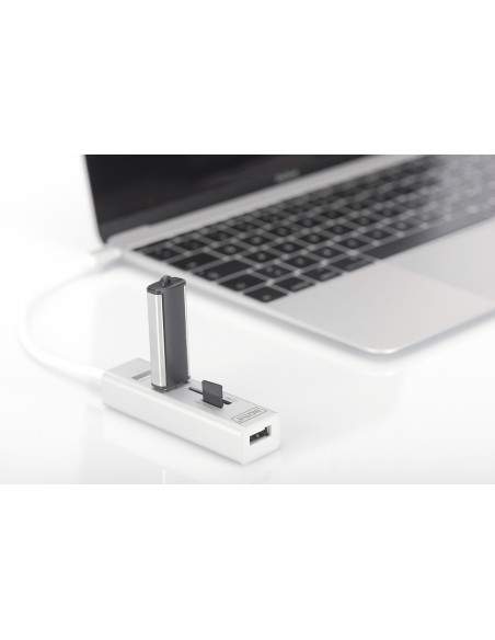 Hub Otg 3 Porte Tipo "C" Usb 2.0 Con Lettore Di Schede Digitus Hub Otg 3 Porte Tipo "C" Usb 2.0 Con Lettore Di Schede Digitus