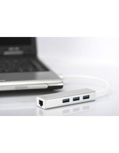 Hub A 3 Porte Usb 3.0 E Adattatore Lan Gigabit Digitus