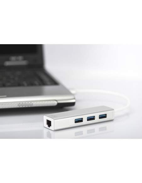 Hub A 3 Porte Usb 3.0 E Adattatore Lan Gigabit Digitus