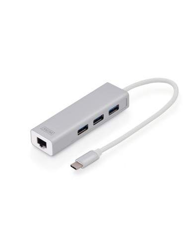 Hub Digitus Connettore Tipo C Con 3 Porte Usb 3.0 + Porta Rete Gigabit