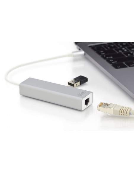 Hub Digitus Connettore Tipo C Con 3 Porte Usb 3.0 + Porta Rete Gigabit