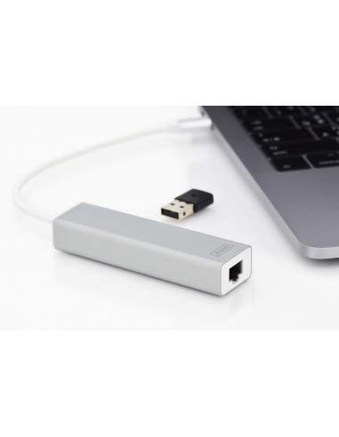 Hub Digitus Connettore Tipo C Con 3 Porte Usb 3.0 + Porta Rete Gigabit