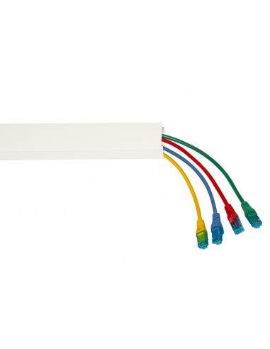 Canalina Passacavi Adesiva In Pvc Mm 40X25 Mt 2 Con Coperchio Scorrevole Bianco