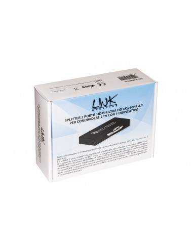 Splitter 2 Porte Hdmi 4Kx2K 60 Hz Versione 2.0 Con Edid Hdcp 2.2