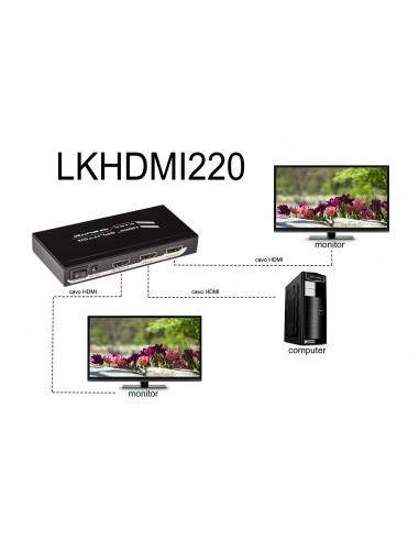 Splitter 2 Porte Hdmi 4Kx2K 60 Hz Versione 2.0 Con Edid Hdcp 2.2