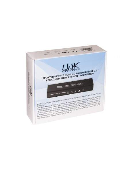 Splitter 4 Porte Hdmi 4Kx2K 60 Hz Versione 2.0 Con Edid Hdcp 2.2