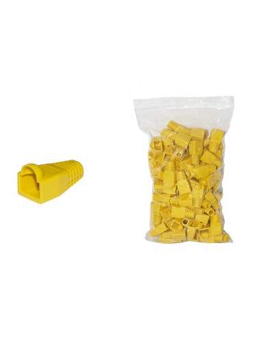 Confezione 100 Copriconnettori 6Mm Per Plug Rj45 8 Poli Cavo Cat 5E- 6 Giallo