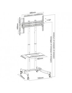Supporto Per Tv 37-70" Con Ruote E Ripiano 2