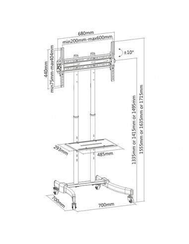 Supporto Per Tv 37-70" Con Ruote E Ripiano