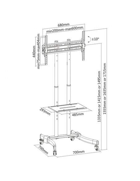 Supporto Per Tv 37-70" Con Ruote E Ripiano