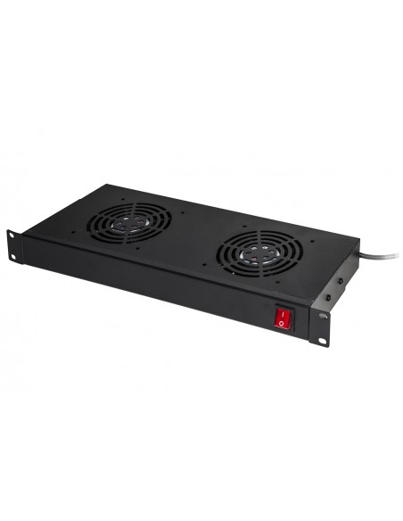 Ripiano Per Armadi Rack19" Con 2 Ventole Nero 2 Agganci 483X170X44Mm