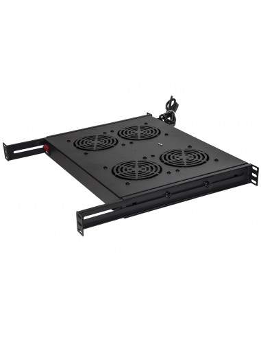 Ripiano Per Armadi Rack19" Con 4 Ventole Nero 4 Agganci 483X330X44Mm