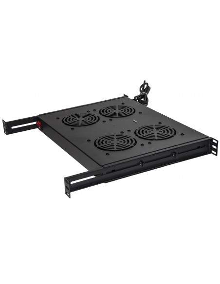 Ripiano Per Armadi Rack19" Con 4 Ventole Nero 4 Agganci 483X330X44Mm