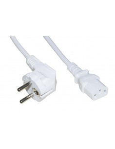 Cavo Alimentazione Mt. 1.80 Spina Tedesca 90 Gradi 250 V - Presa Iec Vde Bianco
