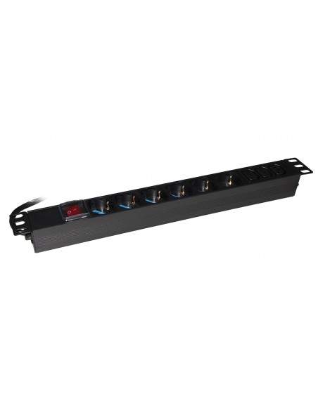 Multipresa Da Rack 19" Con 6 Prese Universali  + 3 Prese C13 Con Interruttore Spina Italiana 16A