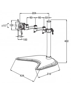 Braccio Da Tavolo Con Base Per Video Fino A 15 Kg Da 13" A 27" Fino A Vesa 100X100 Con Tre Snodi 2