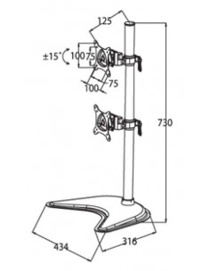 Braccio Da Tavolo Con Base Per Due Video Fino A 15 Kg Da 13" A 27" Fino A Vesa 100X100 2