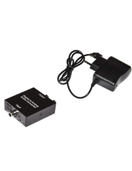 Convertitore Da Audio Digitale Toslink + Coassiale A Analogico Rca R/L + Connettore Audio 3,5Mm