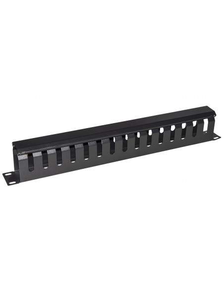 Pannello Guidacavi Per Armadi Rack 19" 1U A Gabbia Nero 483X42X70 Mm In Metallo