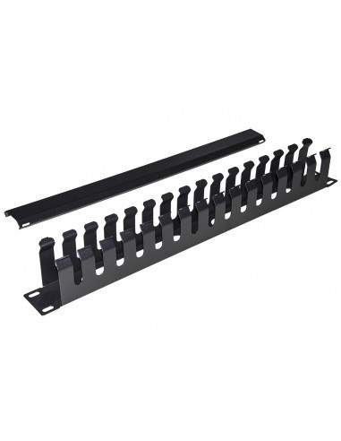Pannello Guidacavi Per Armadi Rack 19" 1U A Gabbia Nero 483X42X70 Mm In Metallo