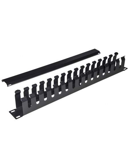 Pannello Guidacavi Per Armadi Rack 19" 1U A Gabbia Nero 483X42X70 Mm In Metallo