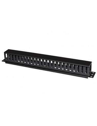 Pannello Passacavi 1 Unita' A Gabbia Per Rack Con Coperchio Scorrevole 25 Slot Colore Nero