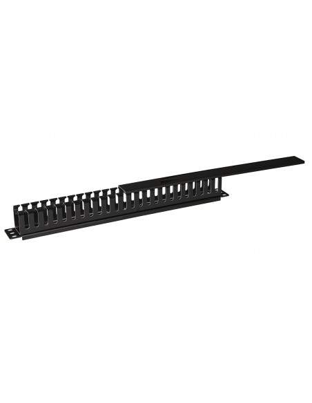 Pannello Passacavi 1 Unita' A Gabbia Per Rack Con Coperchio Scorrevole 25 Slot Colore Nero Pannello Passacavi 1 Unita' A Gabbia Per Rack Con Coperchio Scorrevole 25 Slot Colore Nero
