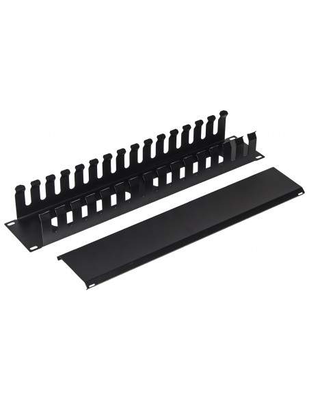 Pannello Guidacavi Per Armadi Rack 19" 2U A Gabbia Nero 483X88X70 Mm In Metallo