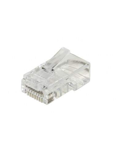 Confezione 100 Connettori 8 Poli Cat 5E Utp Non Schermato Rj45 Con Fori Per Agevolare Inserimento Cavi