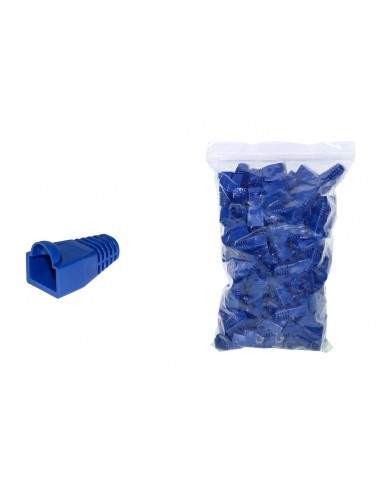 Confezione 100 Copriconnettori 6Mm Per Plug Rj45 8 Poli Cavo Cat 5E- 6 Blu