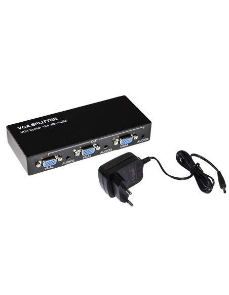 Splitter Vga 4 Porte Amplificato 500 Mzh Con Audio