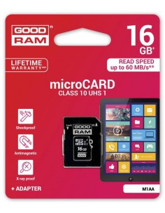 microSD 16GB CARD class 10 UHS I + adapter - retail blister Goodram - 1