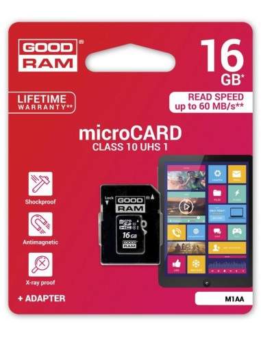 microSD 16GB CARD class 10 UHS I + adapter - retail blister Goodram - 1