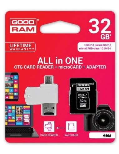 microSD 32GB CARD class 10 + adpter + card reader - blister Goodram - 1