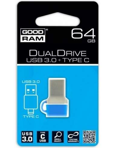 GoodRAM 64GB USB 3.0 + type C DUALDRIVE con cappuccio blu Goodram - 1