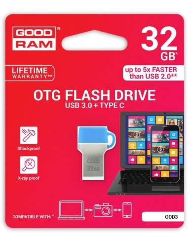 GoodRAM 32GB USB 3.0 + type C DUALDRIVE con cappuccio blu Goodram - 1