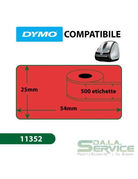 Etichette Compatibili Dymo LabelWriter 11352 - 54x25 mm - rosso - S0722520 (pz.1x500) Dymo - 2