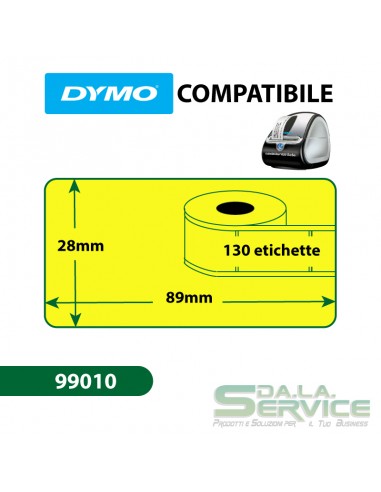 Etichette Compatibili Dymo LabelWriter 99010 - 89x28 mm - giallo - S0722370 (conf.1x130) Dymo - 2