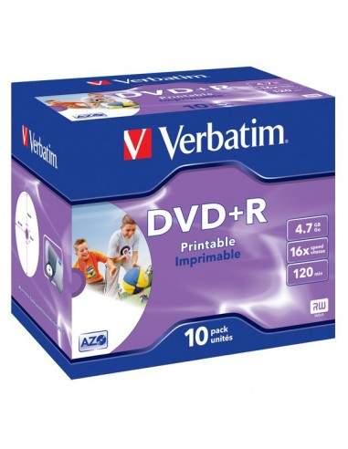 DVD Verbatim - DVD+R - 4,7 Gb - 16x - Printable - Jewel case - 43508