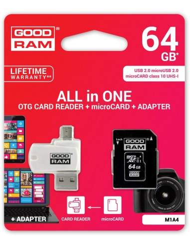 microSD 64GB CARD class 10 + adpter + card reader - blister Goodram - 1