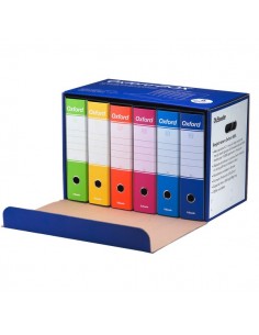 Conf. 6 Registratori Esselte Oxford Box G85 - Protocollo - colori assortiti - dorso 8 cm - 390785110 Esselte - 1
