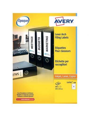 Etichette per raccoglitori Avery - Laser - 192x61 mm - bianco - L4761-25 (conf.25)