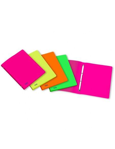 Conf. 20 Raccoglitori Neon Favorit - 4 anelli tondi da 15 mm - Dorso 2 cm - colori assortiti fluorescenti Favorit - 1