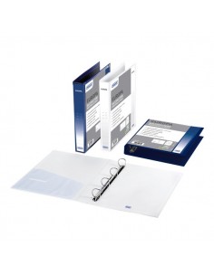 Raccoglitori personalizzabili Europa Favorit - 4 anelli Ø 20 mm R 22x30 cm - blu - 100460458