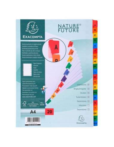 Divisori in cartoncino A4 con tasti stampati Nature Future Exacompta - A4 - A-Z 20 - 1111E