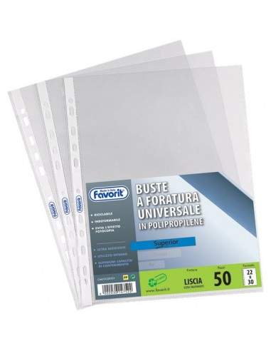 Buste a foratura universale Liscio Super Clear Favorit - Standard 22x30 cm - 100460053 (conf.100)