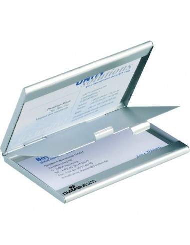 Portabiglietti da visita tascabile Duo Durable - alluminio - 9x5,5 cm - 2433-23