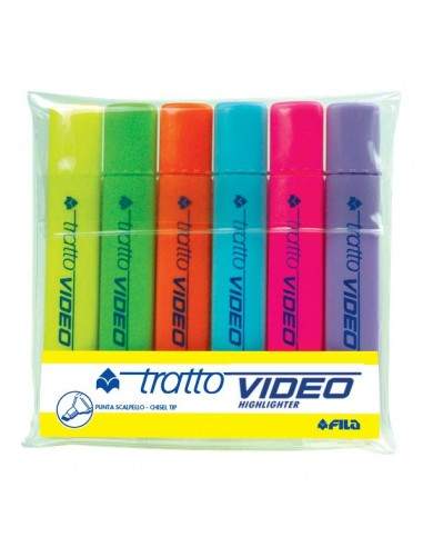 Evidenziatore Tratto Video -giallo,verde,arancio,azzurro,rosa,lilla- 1- 5 mm - 831000 (conf.6)