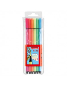 Pennarelli STABILO Pen 68 Fluo in Astuccio plastica - assortiti -1mm - dai 7anni - 6806-1 (conf.6)